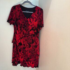 Layered red and black textured dress, size 14P, from Connected Apparel